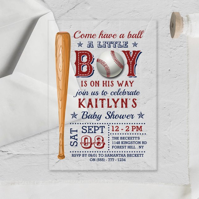 Baseball Boys Baby Shower Acrylic Invitations (Creator Uploaded)