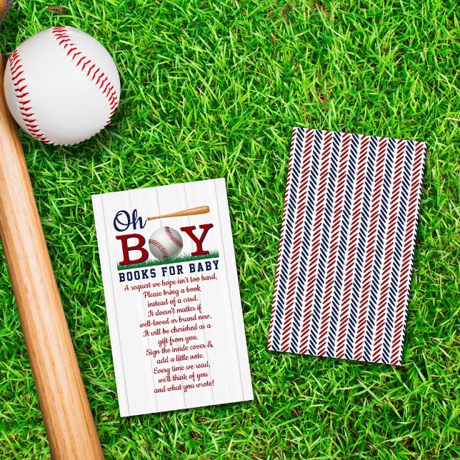 Baseball Boys Baby Shower Book Request Enclosure Card (Creator Uploaded)