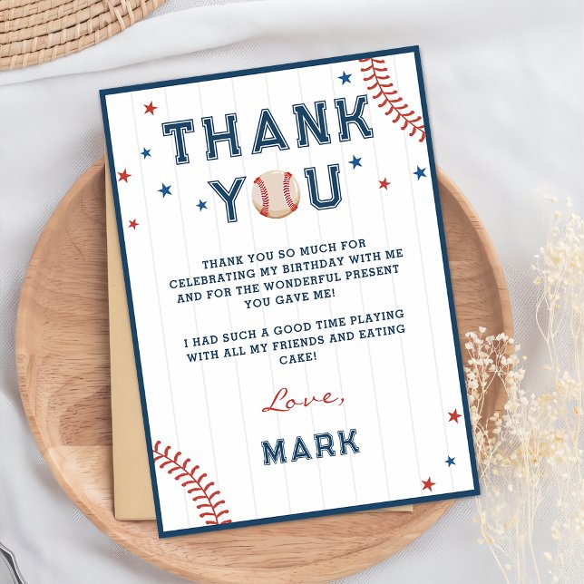 Baseball Boys Birthday Thank You Card  (Creator Uploaded)