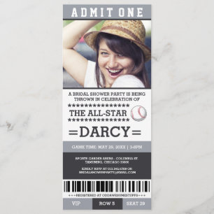 Baseball Bridal Shower Party Invites