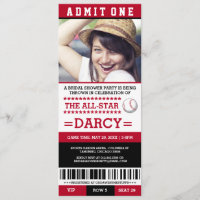 Baseball Bridal Shower Party Invites