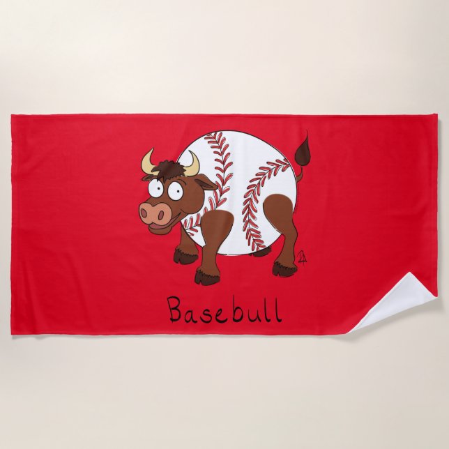Baseball Bull Sports Cute Kids Beach Towel (Front)