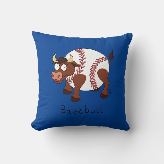 Baseball Bull Sports Funny Kids Cushion (Front)