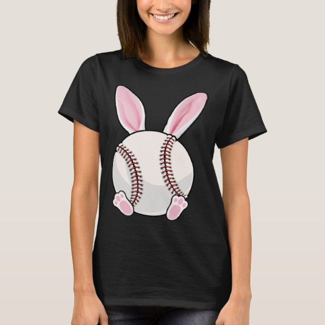 Baseball Bunny Ears Eggs Costume Easter Day Boys M T-Shirt (Front)