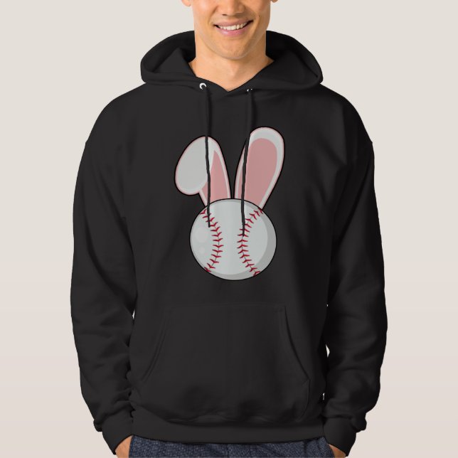 Baseball Bunny Easter  Kids Boys Toddler Hoodie (Front)