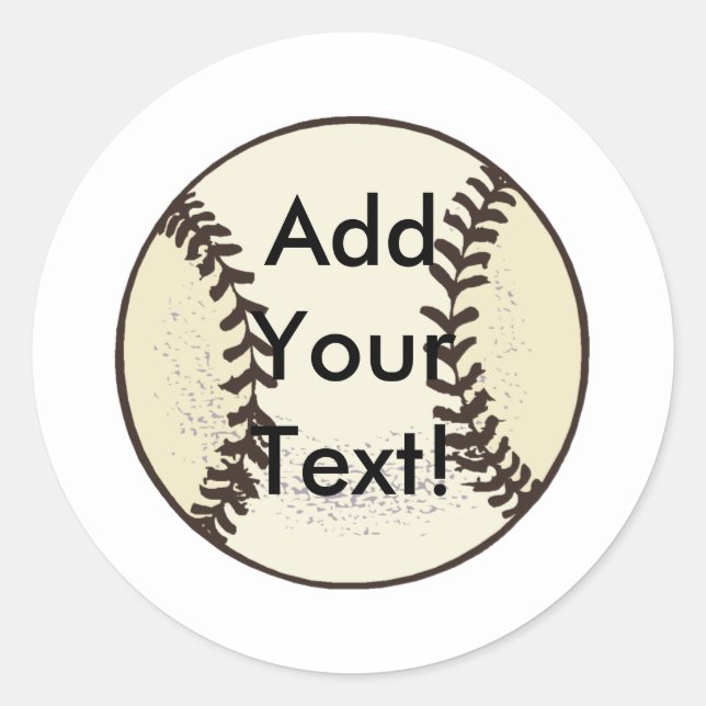 Baseball BW Classic Round Sticker (Front)