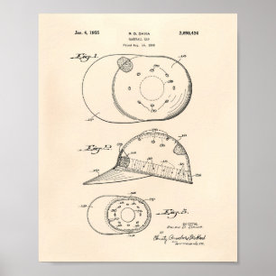 Baseball Cap 1955 Patent Art Old Peper Poster