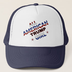 Baseball Cap: All American Trump Girl Trucker Hat