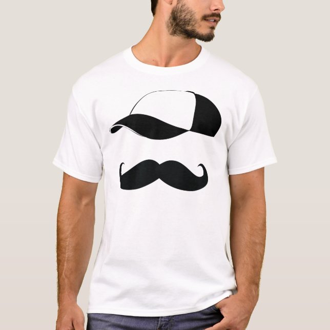 Baseball Cap and Moustache T-Shirt (Front)