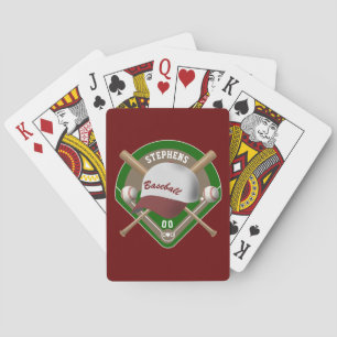 Baseball Cap Bats Diamond Personalised Name Number Playing Cards