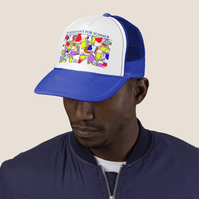 Baseball Cap with BLUE & WHITE. "SCHOOL'S OUT" (In Situ)
