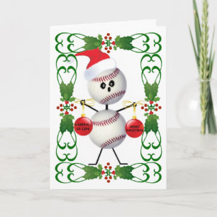 Baseball Cartoon Christmas Holiday Card