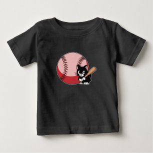 Baseball Cat Cartoon Baby T-Shirt