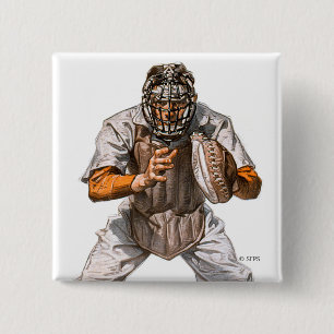 Baseball Catcher 15 Cm Square Badge