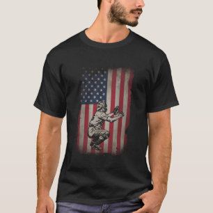 Baseball Catcher American Flag Usa Patriotic T-Shirt