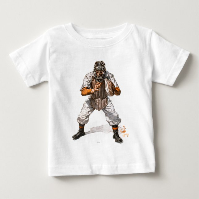 Baseball Catcher Baby T-Shirt (Front)