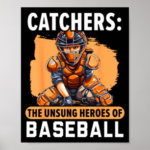 Baseball Catcher Baseball Player Baseball Team Spo Poster