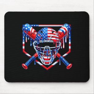Baseball Catcher Drip American Flag Ice Cream 4th Mouse Pad