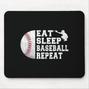 Baseball Catcher Eat Sleep Repeat Youth Boys Men F Mouse Pad