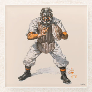 Baseball Catcher Glass Coaster