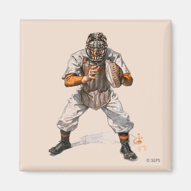 Baseball Catcher Magnet (Front)