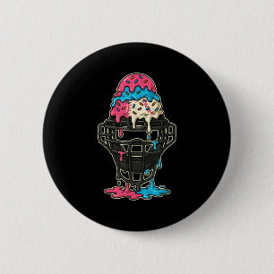 Baseball Catcher Mask Ice Cream Drip Baseball Boys 6 Cm Round Badge