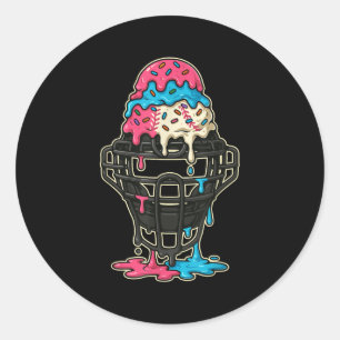 Baseball Catcher Mask Ice Cream Drip Baseball Boys Classic Round Sticker