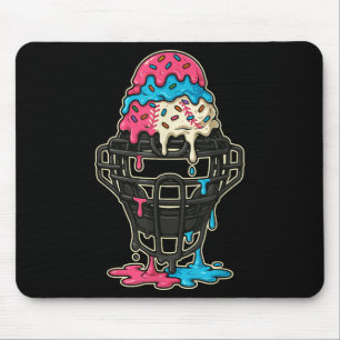 Baseball Catcher Mask Ice Cream Drip Baseball Boys Mouse Pad