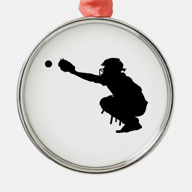 Baseball Catcher Metal Tree Decoration (Front)