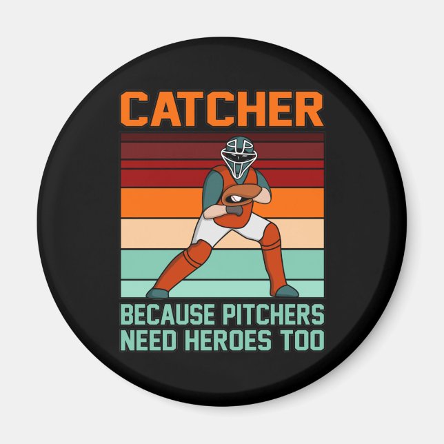 Baseball Catcher Pitcher Sports Player Lover Coach Magnet (Front)