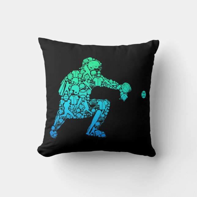 Baseball Catcher Player Youth Men Kids Boys  Cushion (Front)