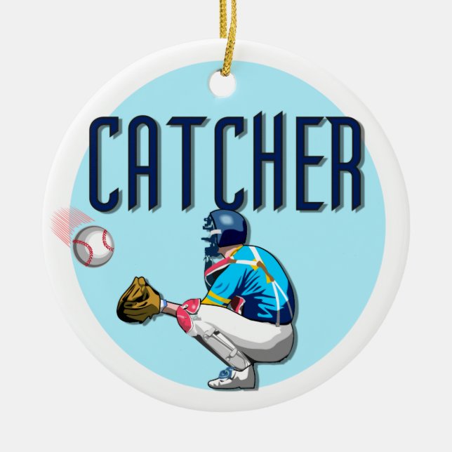 Baseball Catcher T-shirts and Gifts Ceramic Ornament (Front)