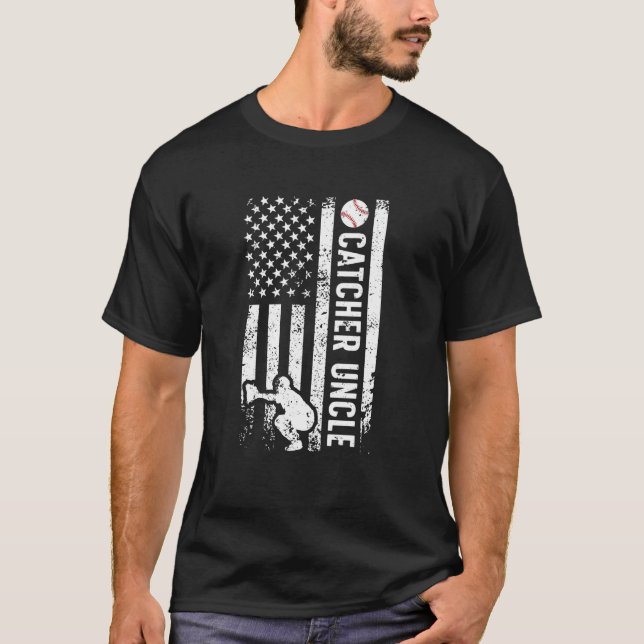 Baseball Catcher Uncle Of A Baseball Catcher US Fl T-Shirt (Front)