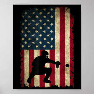Baseball Catchers Gear Sports American Flag Little Poster