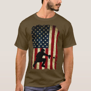 Baseball Catchers Gear Sports American Flag Little T-Shirt