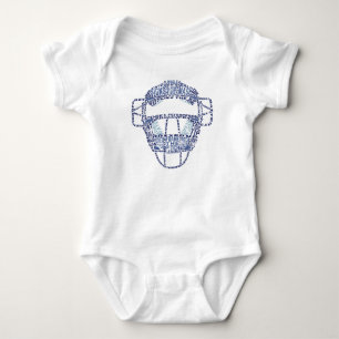 Baseball Catchers Mask Typography Baby Bodysuit
