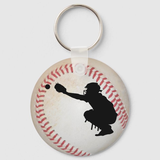 Baseball Cather Silhouette Key Ring (Front)