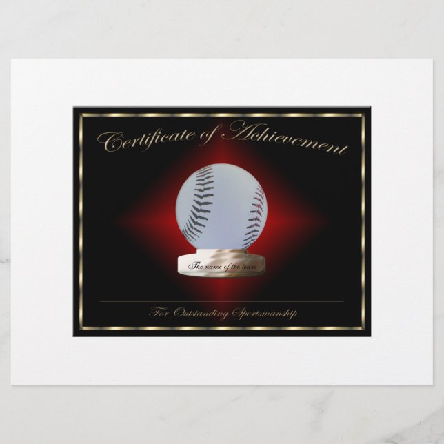 Baseball Certificate of Achievement (Front)