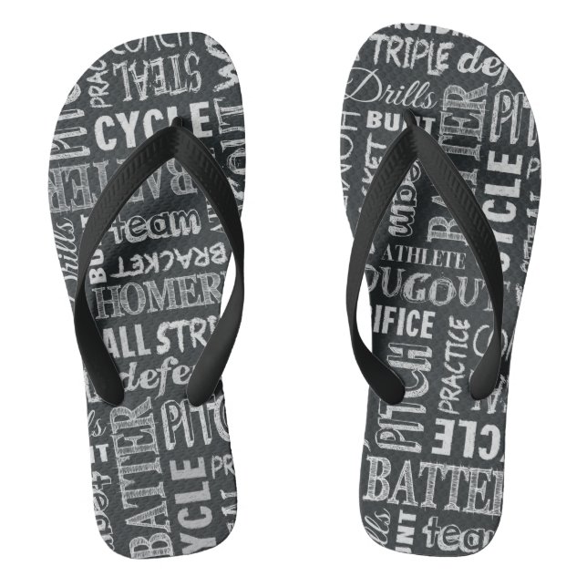 Baseball Chalkboard Terms Thongs (Footbed)
