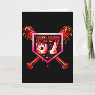 Baseball Chocolate Drip 67 Valentine Love Matching Card