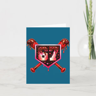 Baseball Chocolate Drip 67 Valentine Love Matching Thank You Card