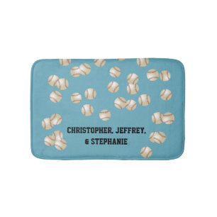 Baseball Choose Your Colour Personalised Light Bath Mat
