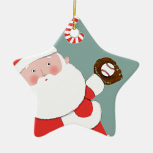 Baseball Christmas Ceramic Ornament