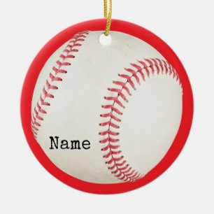 Baseball Christmas Ceramic Ornament