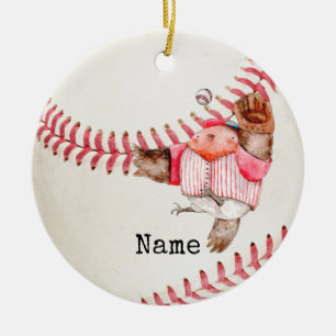 Baseball Christmas Ceramic Ornament