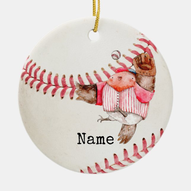 Baseball Christmas  Ceramic Ornament (Front)