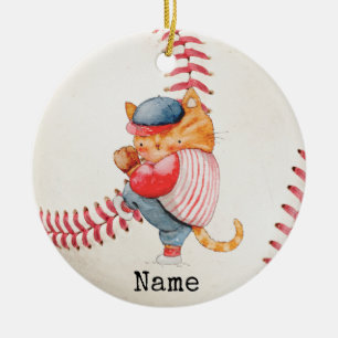 Baseball Christmas Ceramic Ornament