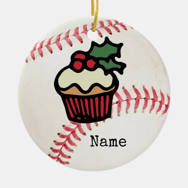 Baseball Christmas  Ceramic Ornament (Front)
