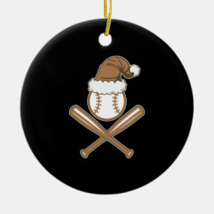 Baseball Christmas Ceramic Ornament