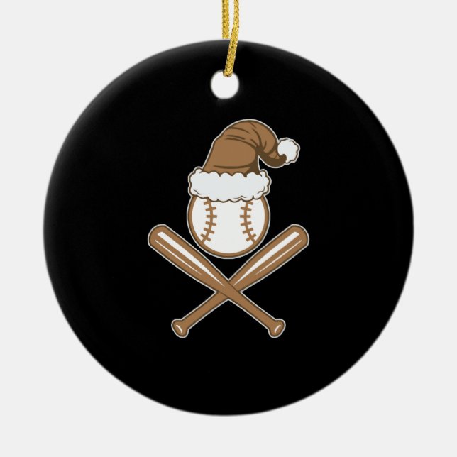 Baseball Christmas Ceramic Ornament (Front)